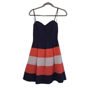 B. Darlin Strapless Color Block Dress with Pleated Skirt Summer Size 3/4